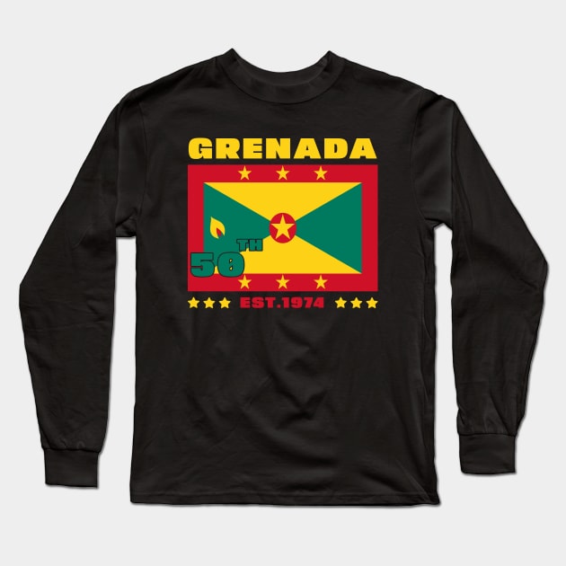 Grenada 50th Independence Day Grenadian Pride Grenada Flag Long Sleeve T-Shirt by DesignergiftsCie